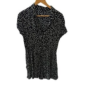 Zara Black and White Flowered Size L 3 buttons Mini dress Casual FunDay Beach